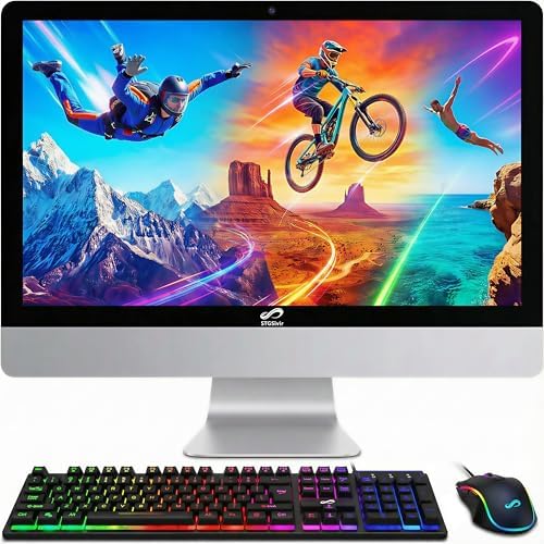 STGSivir All in One Desktop Computer, 22 inch FHD Display, Intel Core i7 up to 3.9G, 16G RAM, 1T SSD, WiFi, BT 5.0, RGB Keyboard & Mouse, Windows 11 Home
