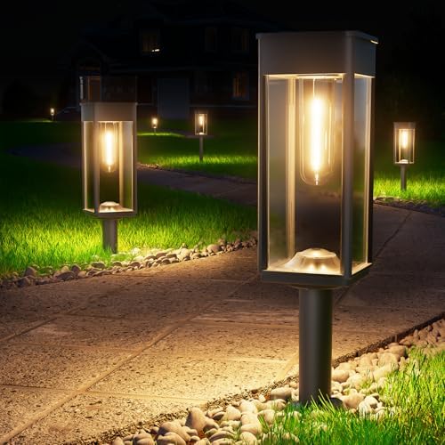 BITPOTT Solar Pathway Lights Outdoor,Bright Solar Lights for Outside, Waterproof Auto On/Off Garden Lights Solar Powered Landscape Lights for Yard Walkway Driveway Lawn (Warm White, 12 Pack)
