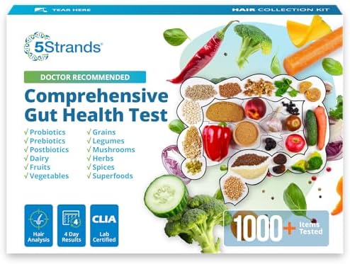5Strands Comprehensive Gut Health Test for Adults & Kids, 1000+ Food Items Tested, Non-Invasive, At Home Hair Sample Screening for Food Intolerances, Results in 4 Days