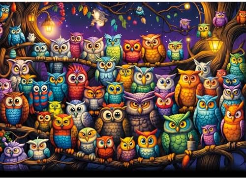 Owl Family Puzzles for Adults 1000 Pieces, Letters on Back, Impossible Hard Difficult Challenging, Precise Interlocking Pieces, Home Wall Decoration & Ideal Gift
