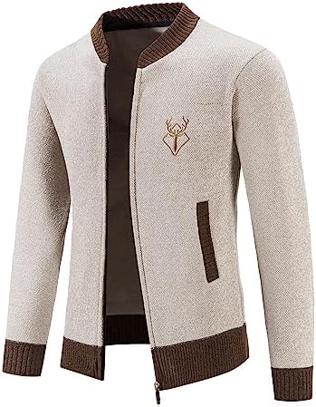 Mylldey Mens Casual Full Zip Cardigan Sweaters Cable Knit Jacket Sweater Men, US Size