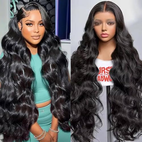 Lace Front Wigs Human Hair 200% Density HD Lace Front Wigs Human Hair Pre Plucked Natural Color Glueless Wig (13x6 lace wig, 32 INCH)