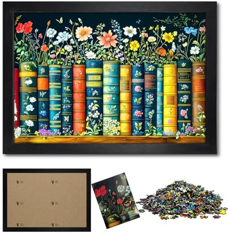 FNFL Impossible 1000 Piece Puzzle for Adults, Fall Difficult wall Art Puzzles with Frames, Challenging Art Vintage Flower Book Puzzles Rompecabezas，Fun, Cool Jigsaw As Gifts for Puzzle Lovers