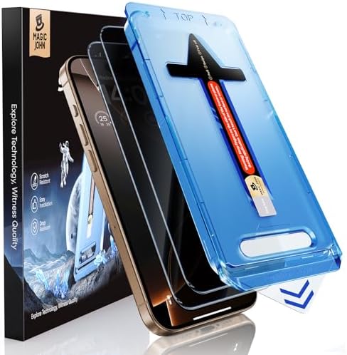 MAGIC JOHN 2 Pack for iPhone 16 Pro [6.3 inch] Privacy Tempered Glass Screen Protector, Auto Dust-Elimination, Bubble Free, Easy Installation, 16Pro 6.3''