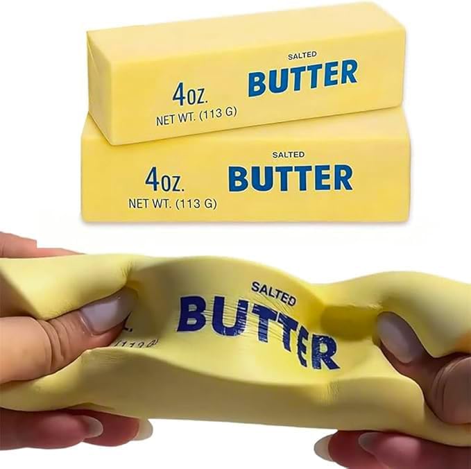 2PCS Butter Stick Slow Rising Squishy, Squishy Salted Butter, 4oz Butter Squeeze Stress Balls, Stress Relief & Fidget Toys for Anxiety Relief Hand Relax, Office Desk Decor Party Favor Gift