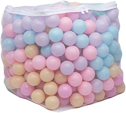 Amazon Basics BPA-Free Ball Pit Balls with Storage Bag, Crush-Proof Plastic for Toddlers Kids 12+ Months Play, 6 Pastel Colors, Pack of 400