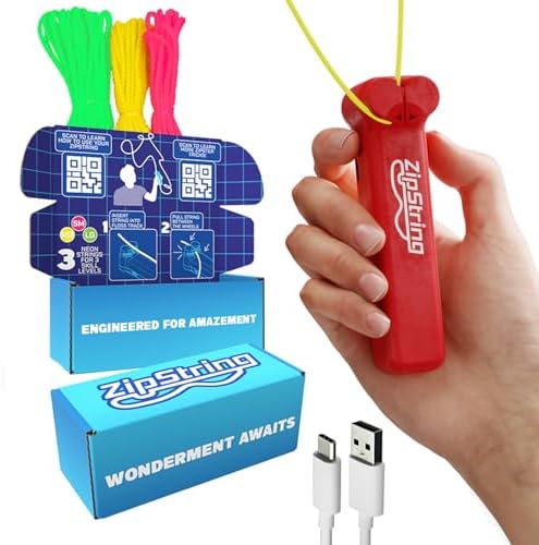 ZipString Original - As Seen on Shark Tank - Classic Rope Launcher Toy, Perfect for Kids & Adults - Fly a String Loop in The Air for Endless Tricks & Fun, Wonderment Awaits, Rock'it Red