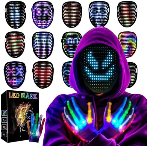 LED-Mask Gloves Cool Suff Toys For Kids Adult Boys 2026, Gesture Sensing Rechargeable Light Cosplay Xmas Gifts
