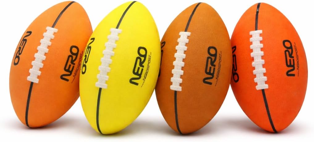 NERO SPORT Ninja Silent Football, Quiet Foam Football for Indoor &amp; Outdoor Play, Soft Sound-Absorbing Design, Easy-Grip Textured Surface with Raised Laces, Lightweight Training &amp; Family Fun