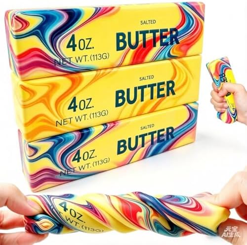 3PCS Butter Squishy Stress Toy,Soft Novelty Toy,Realistic Butter Stick Fidget, Slow Rising Soft Squeeze Toy for Adults Stress Relief & Anxiety Relief (3PCS Butter 02)