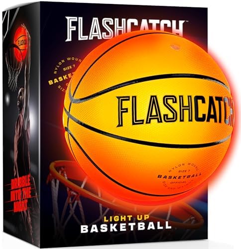 FlashCatch Light Up Basketball - Glow in The Dark - Sports Gear Accessories Gifts for Boys 8-15+ Year Old - Kids Teens Gift Birthday Ideas - Teen Boy Toys Ages 8 9 10 11 12 13 14 15 Outdoor Teenager