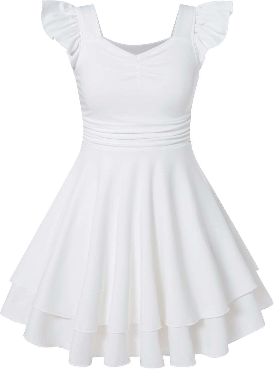 ALISISTER Girls Ruched Dresses Teens Ruffle Flowy Tiered A Line Swing Dress for Girl 7-16Y