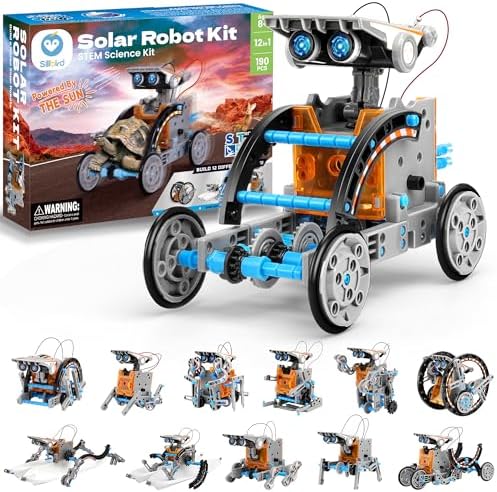 Sillbird 12-in-1 Solar Robot Building Kit STEM Gift for Boys Aged 8-13, DIY Science Educational Robotic Toys for Kids Teens Birthday, Powered by the Sun with 190 Pieces