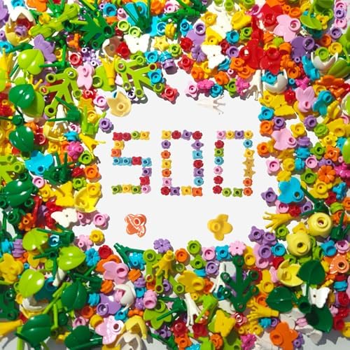 500 PCS Plants Flowers Bulk Assortment Building Set, 11 Size Accessories for DIY Building, Compatible with Lego Parts and Major Brands