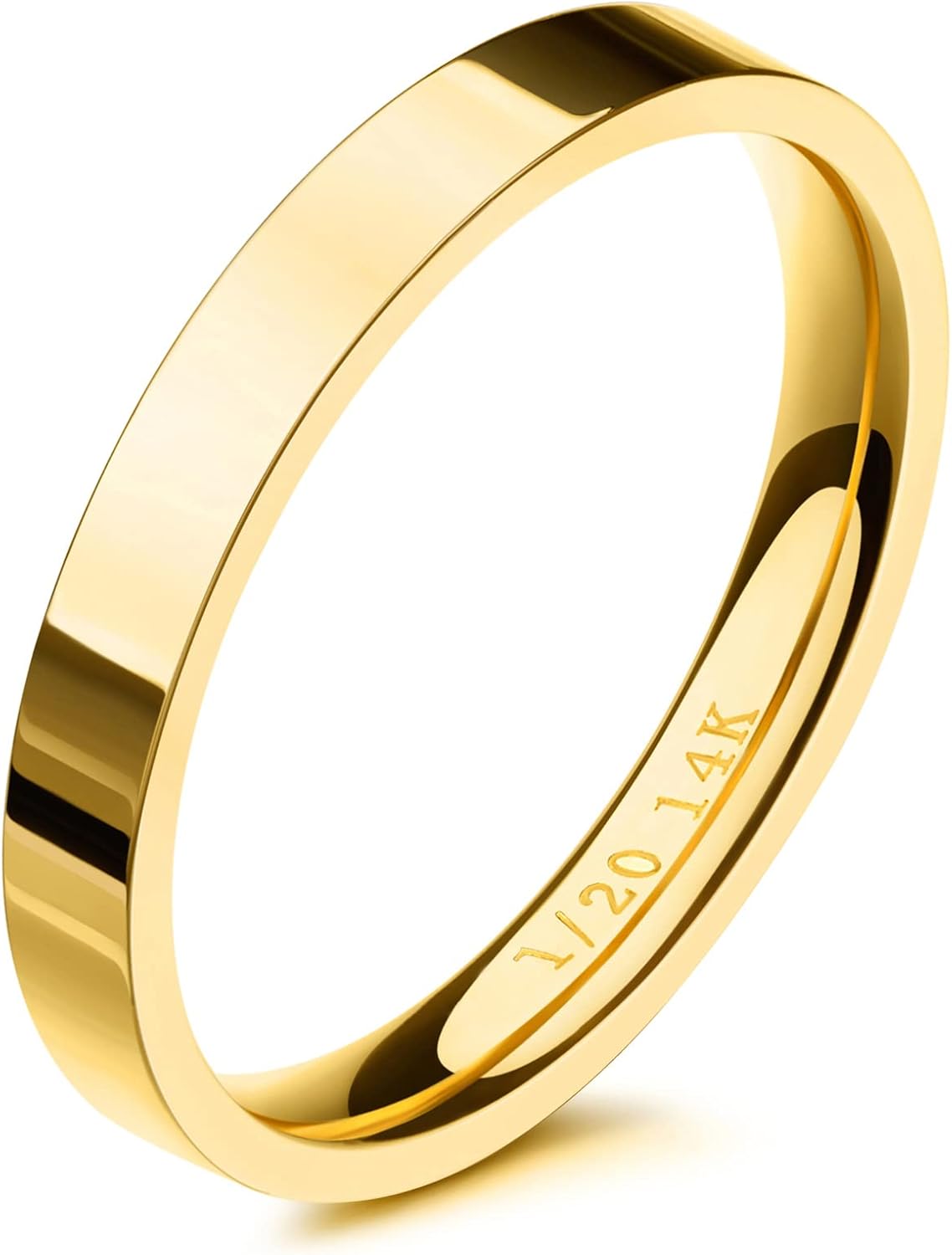 NOKMIT 3mm 14K Gold Filled Rings for Women Dainty Gold Stacking Stackable Band Thin Gold Thumb Pinky Finger Ring Non Tarnish Comfort Fit Size 4 to 11