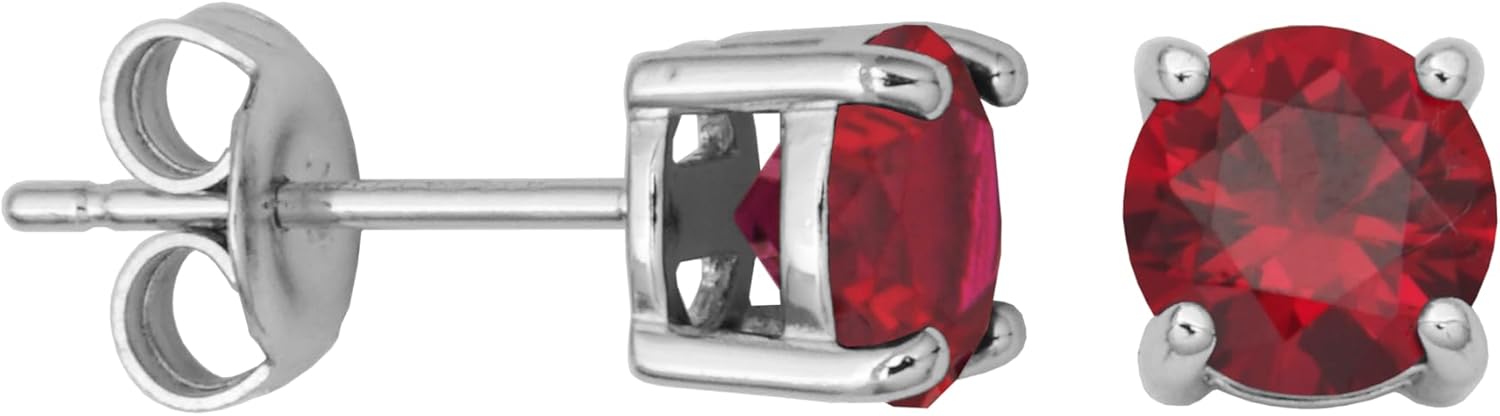 Amazon Essentials Sterling Silver Round Birthstone Stud Earrings