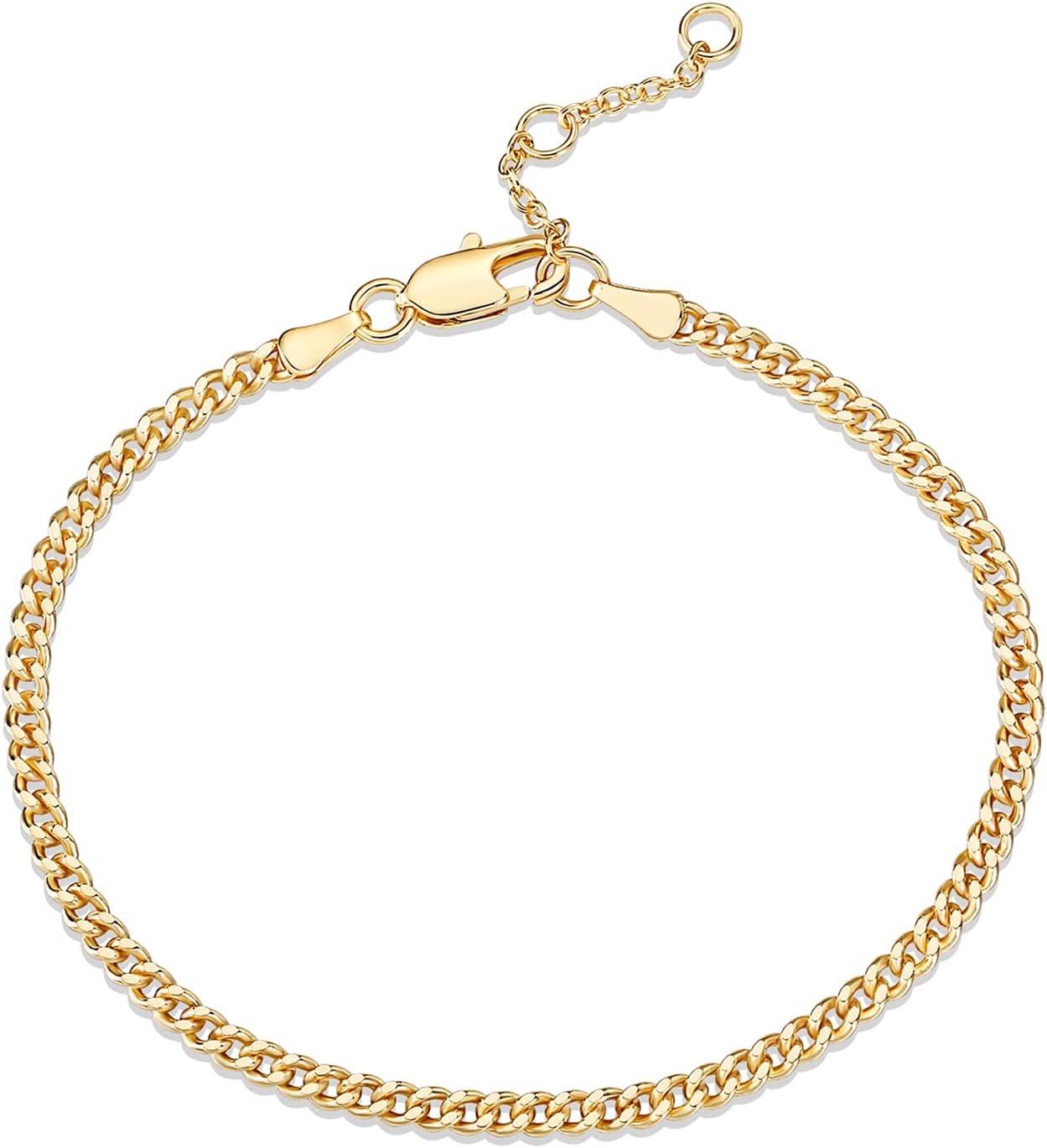 PAVOI 14K Gold Plated Paperclip\/Curb\/Figaro Chain Adjustable Bracelet for Women
