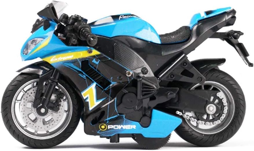 Gilumza Pull Back Motorcycle Toys, Tiny Gift with Music Lighting, Race Motorcycles Toy for Boys Kids Age 3 4 5 6 7 8 Year Old (Blue)