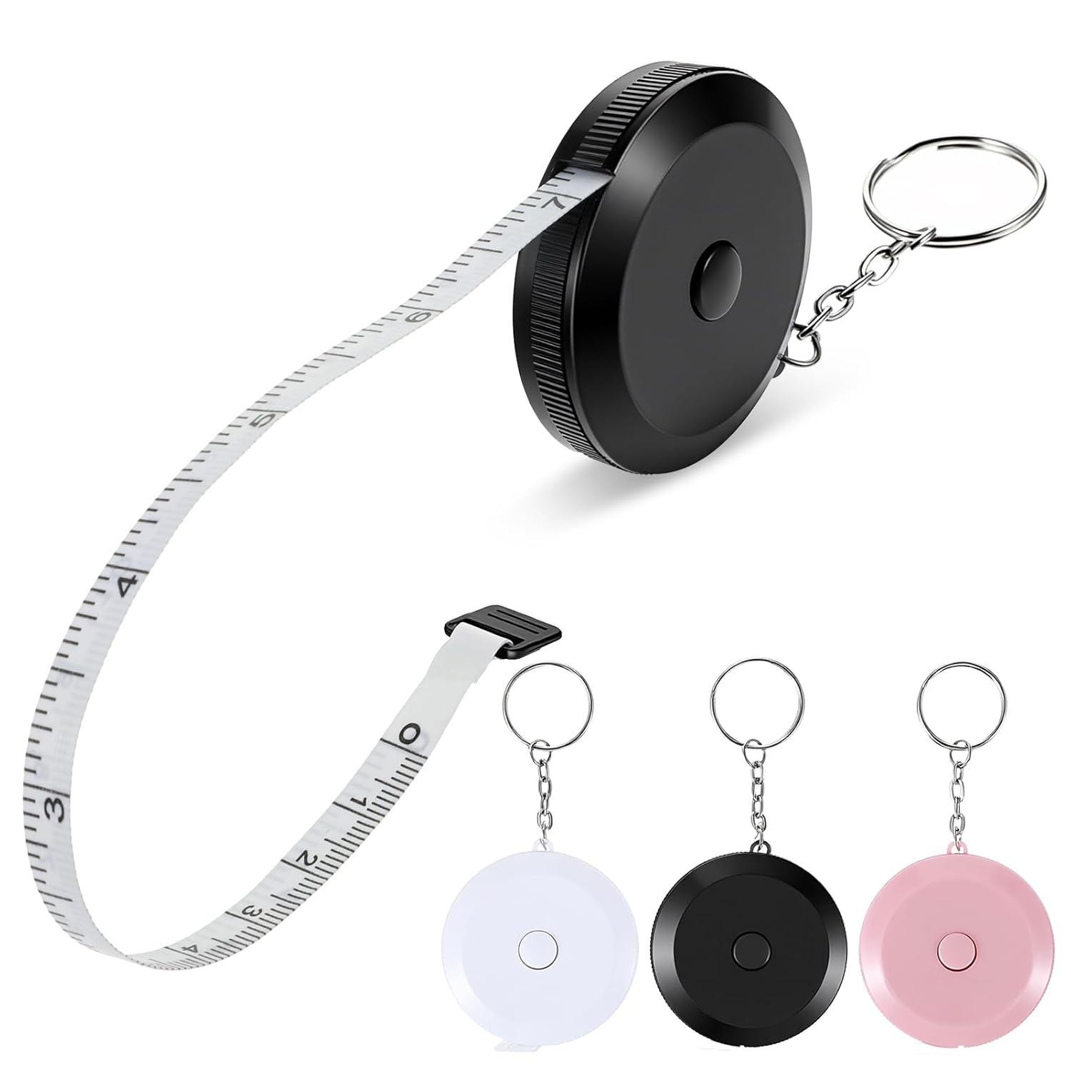 3 Pack Measuring Tape for Body 60inch Retractable Tape Measure for Body Sewing Fabric Tailor Cloth Craft Measurement Tapes, Fabric Tapes Measure Keychain for Sewing Tailor Knitting, Black White Pink