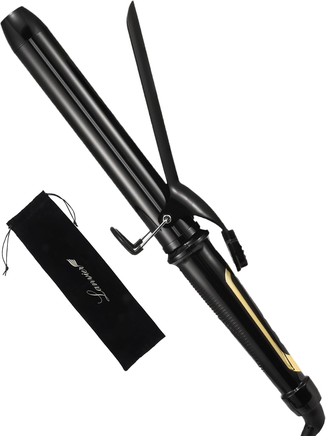LANVIER 1.25 Inch Curling Iron, Extra Long Barrel 1 1\/4 Inch Curling Iron for Long Hair up to 450F, Worldwide Dual Voltage Hair Curler for Traveling, Hair Waving Style Tool Black