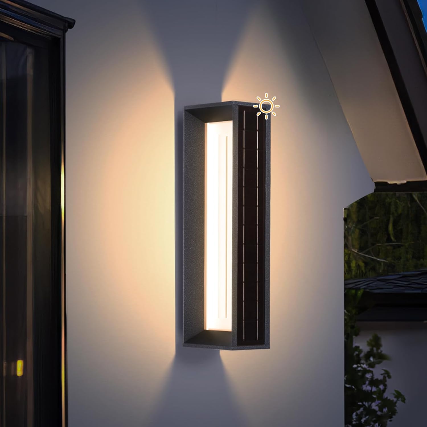 MVBT 20.5" Solar Wall Lights Outdoor Waterproof, 1 Pack Solar Wall Sconces Lights Outdoor, 3000K LED Modern Porch Light, Front Door Light Fixture Dusk to Dawn, Large Exterior Garage Light for Hous