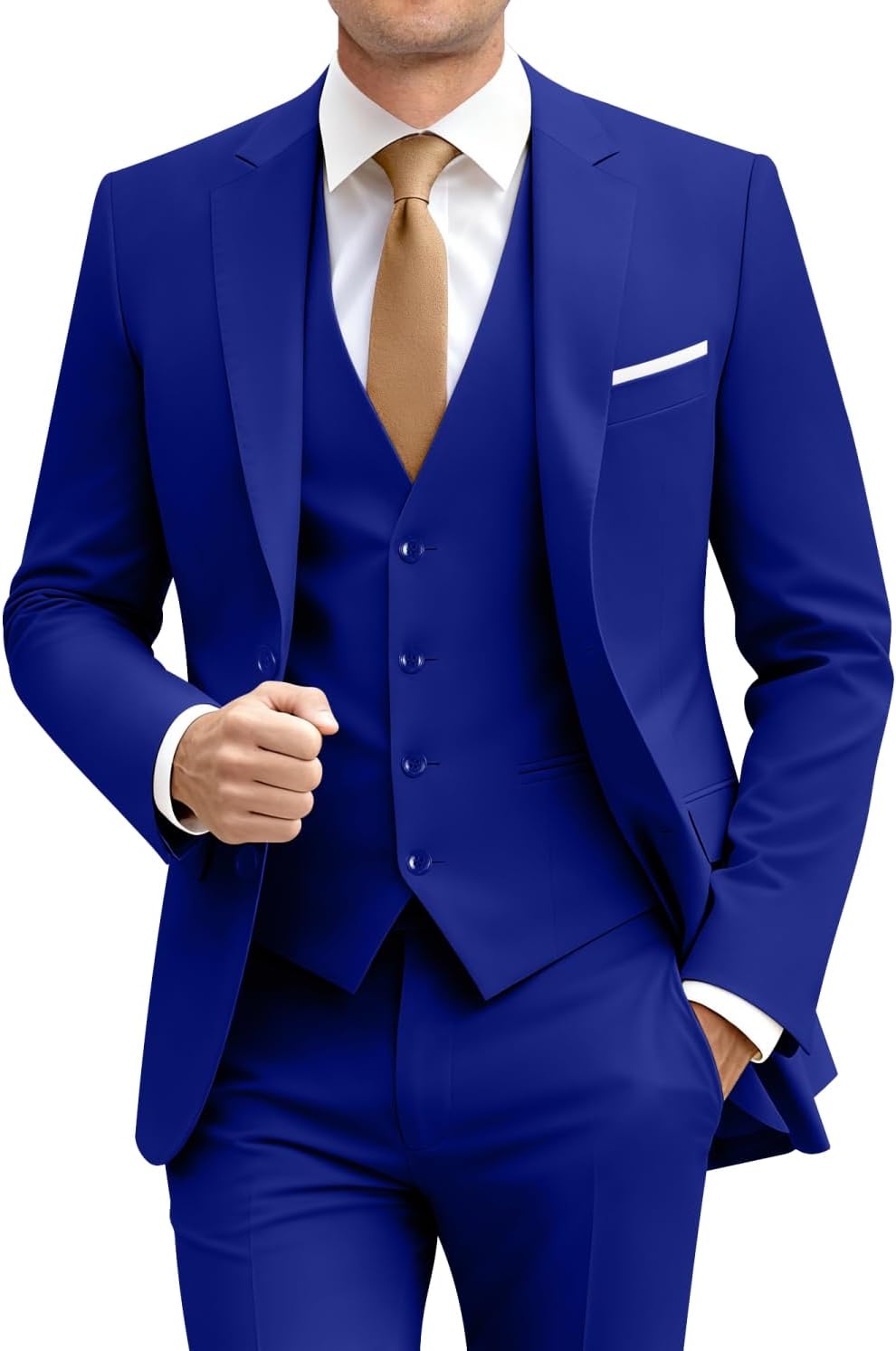 Lynerun Mens Suit Solid Two Button Slim Fit Suit Set for Wedding Formal Business Suit Men 3 Piece Suit Blazer Vest Pants Set
