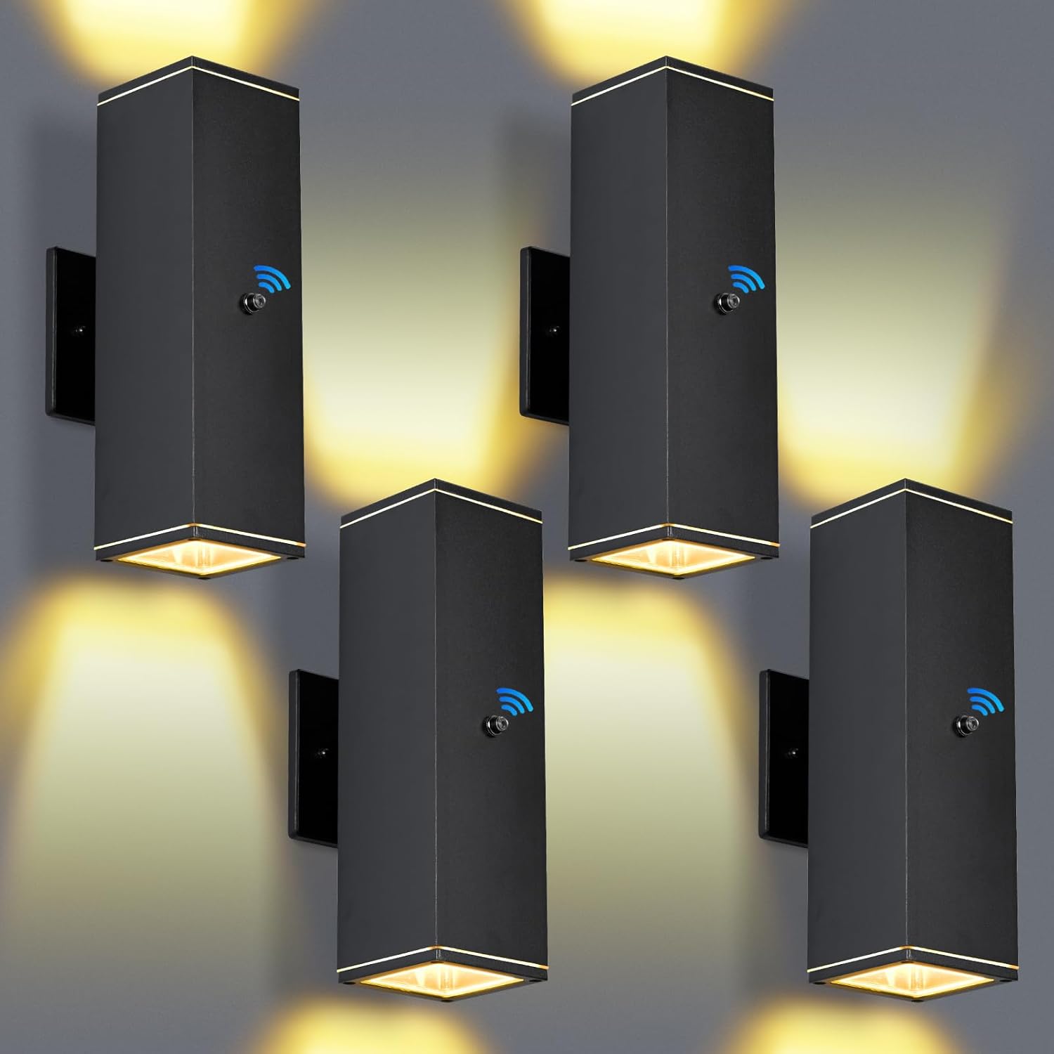 futxnziey Outdoor Wall Lights 4 Packs,Modern Square Dusk to Dawn Outdoor Porch Light,Integrated LED Cylinder Up Down Lights Aluminum Waterproof Wall Lighting Exterior Light for Porch Patio Garage