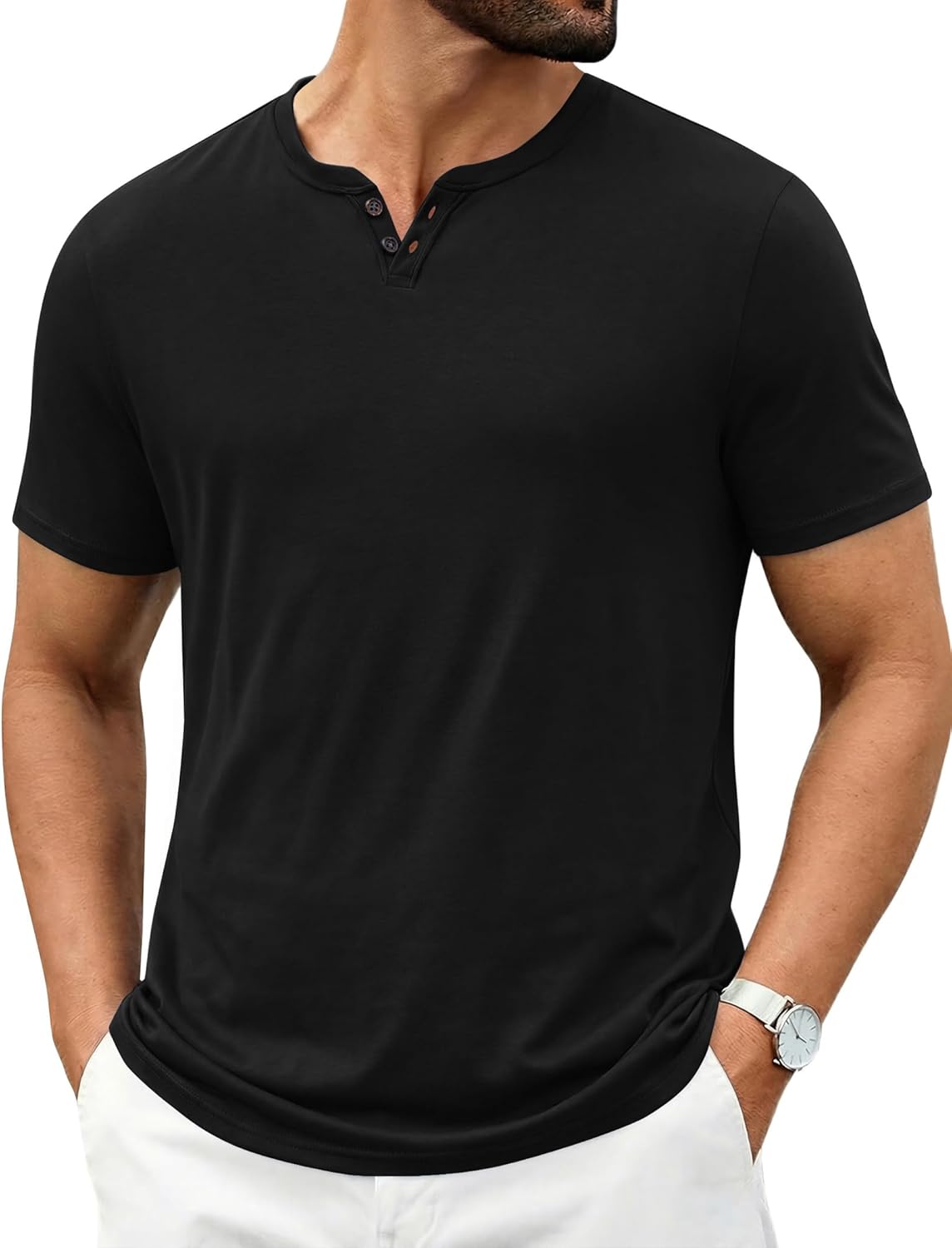 COOFANDY Men's T Shirts Short Sleeve Casual V Neck T-Shirt Soft Notch Neck Tee Classic Plain Shirts