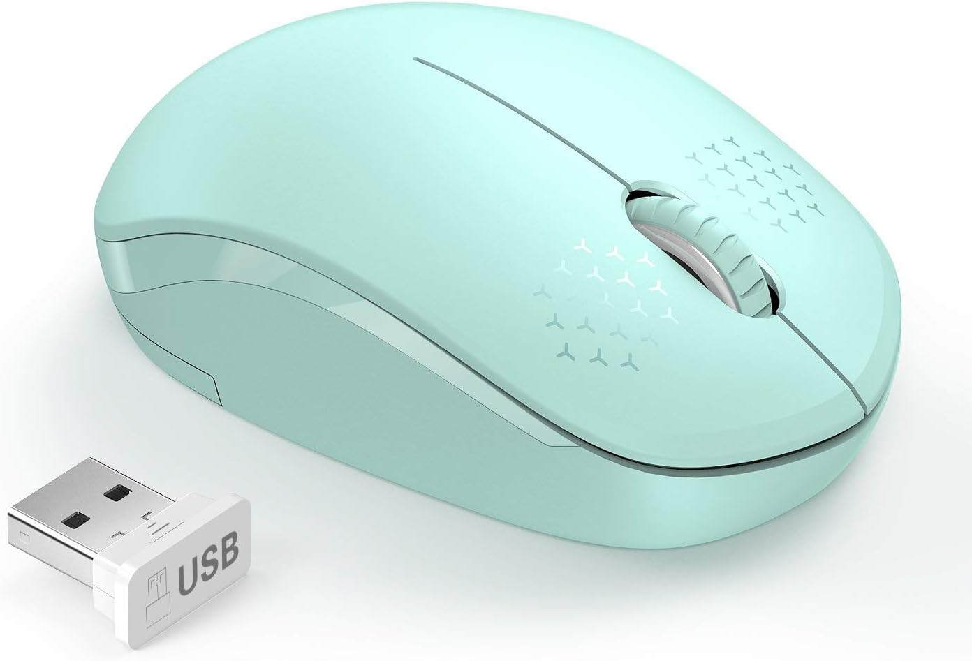 seenda Wireless Mouse for Laptop, 2.4G Noiseless Mouse with USB Receiver - Optical Tracking Portable Computer Mice for Chromebook, PC, Tablet, Windows System, 24 Months Battery Life - Mint Green