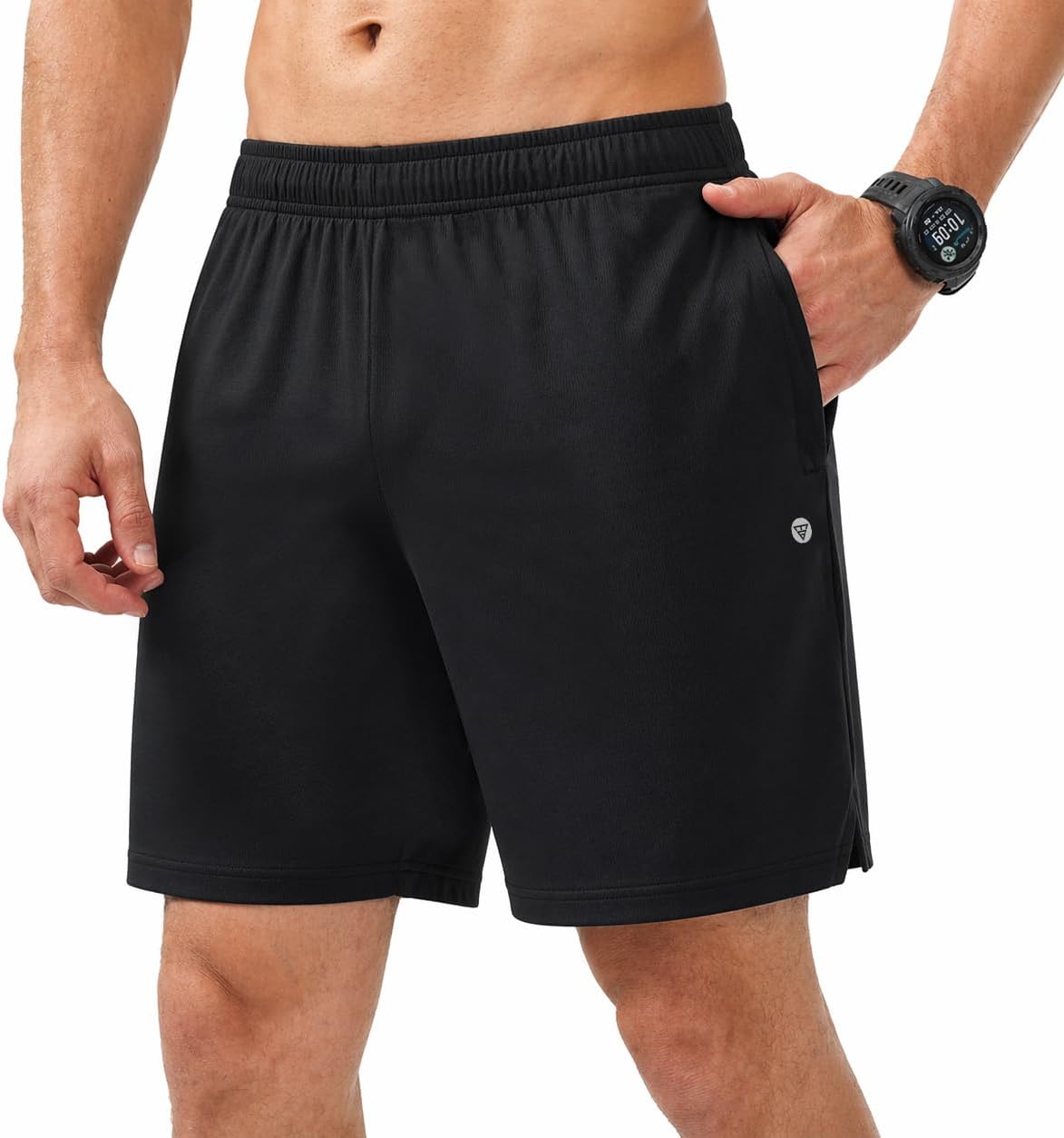 M MAELREG Men's Athletic Shorts with Zipper Pockets 7" Moisture Wicking Gym Workout Shorts for Men Lightweight Drawstring