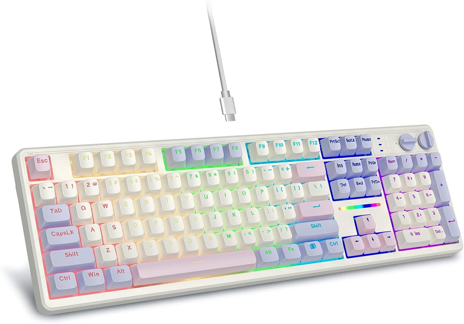 E-YOOSO Creamy Mechanical Keyboard Wired, Gasket Structure with Sound Dampening Foam, Led Backlit, Hot Swappable, Pre-lubed Linear Switches, Full Size Custom Gaming Keyboard for PC\/Mac, White Pink