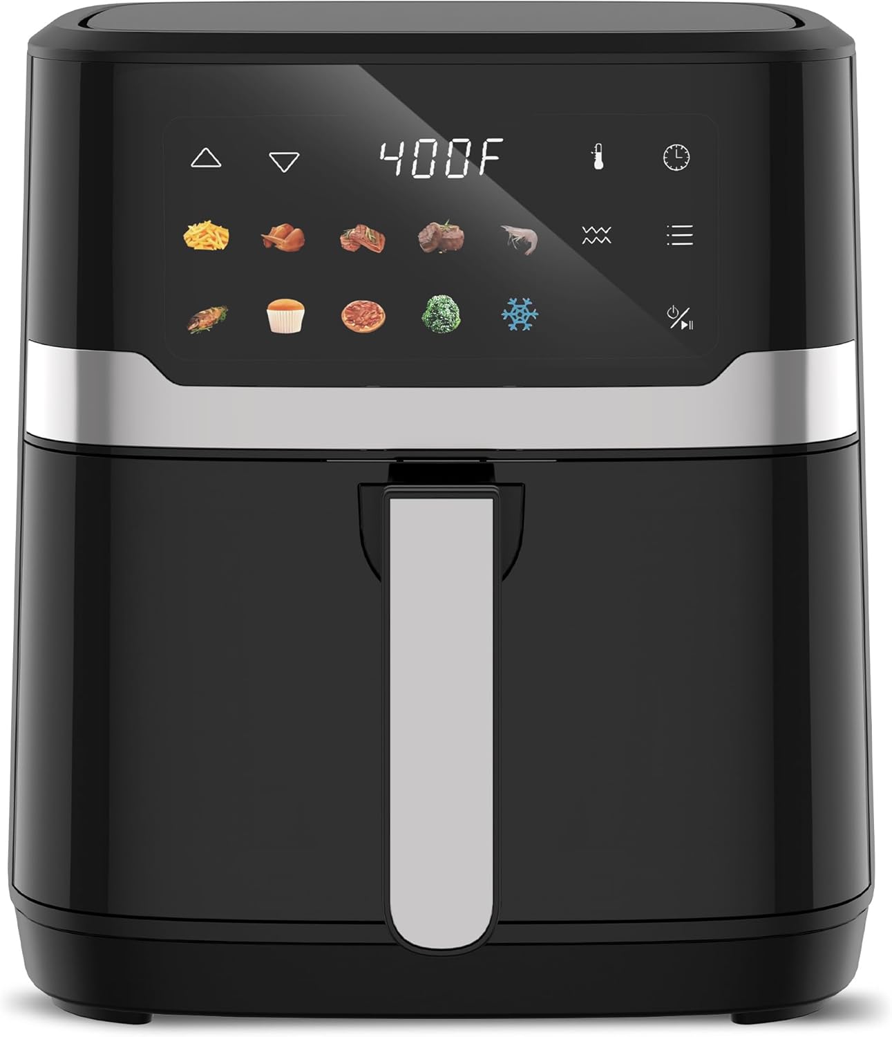 VUSIGN Air Fryer 6.8QT, 10-in-1 Functions Airfryer with Visible Window, 400°F Fast Heating &amp; Adjustable Bottom Heater for Crispier Results, Nonstick &amp; Dishwasher-Safe Basket, 1700W, Black