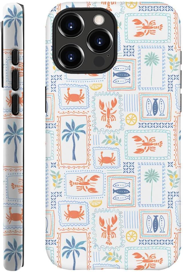 Case for iPhone 16 Pro,Fits Frosted Case Design for Girl Women,Coastal Fish Summer Cute Stamp
