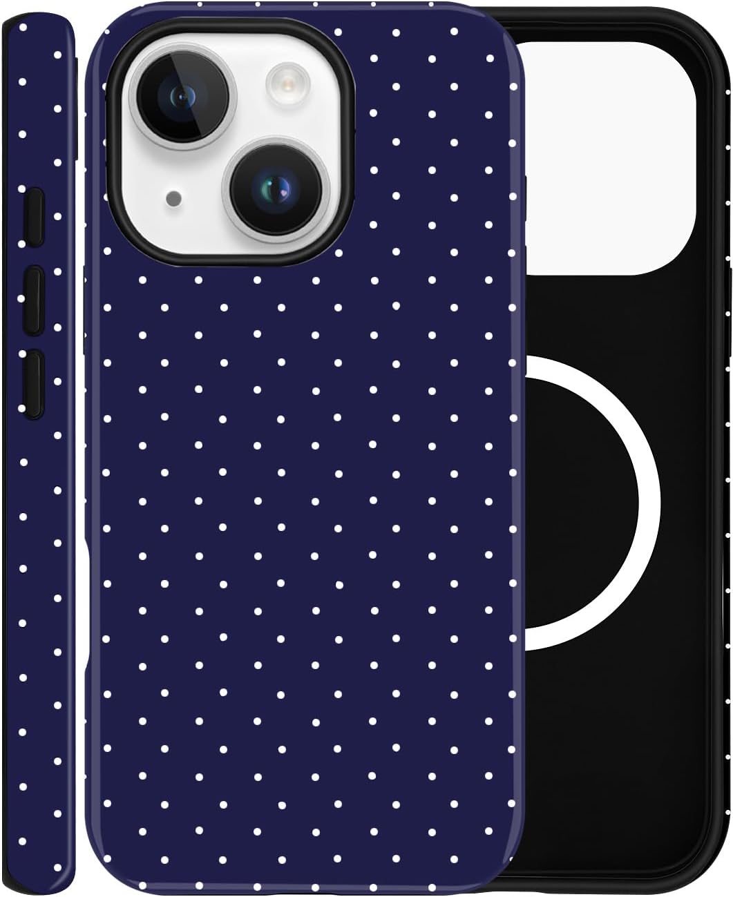 ZOEVEES Magnetic Case for iPhone 12\/12 Pro, Compatible with MagSafe, Aesthetic Polka Dot Cute Design for Women, Hybrid 2-Layer Hard Shell Phone Cover, Blue