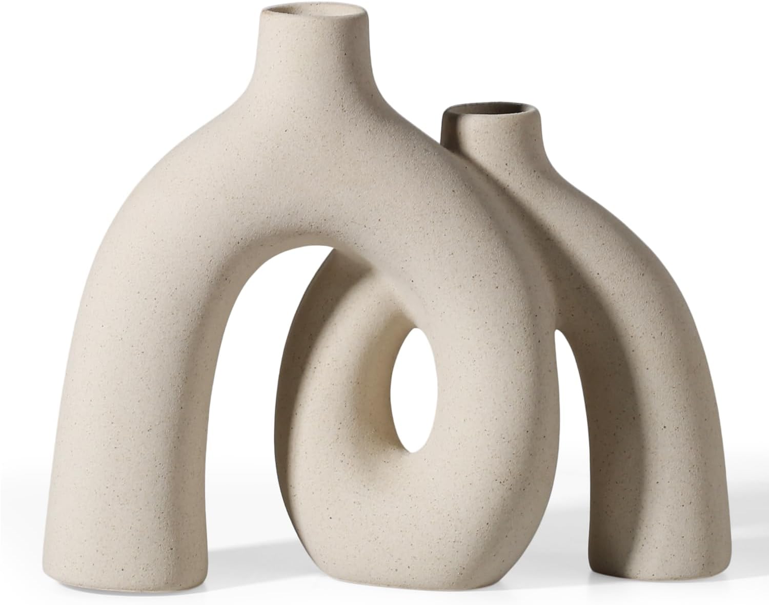 CEMABT Modern Nordic Boho Vase Set - Elegant Beige Matte Ceramic Home Decor for Living Room, Bookshelf, Mantel, Entryway Table &amp; Console Décor | Shelf Decorations Easter Gift