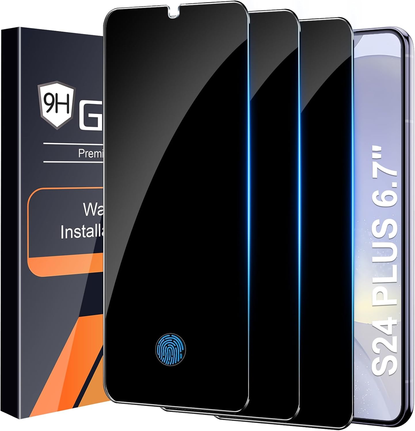 3 Pack Privacy Screen Protector for Samsung Galaxy S24 Plus,Case Friendly, Anti-Spy Tempered Glass Film for Samsung S24 Plus