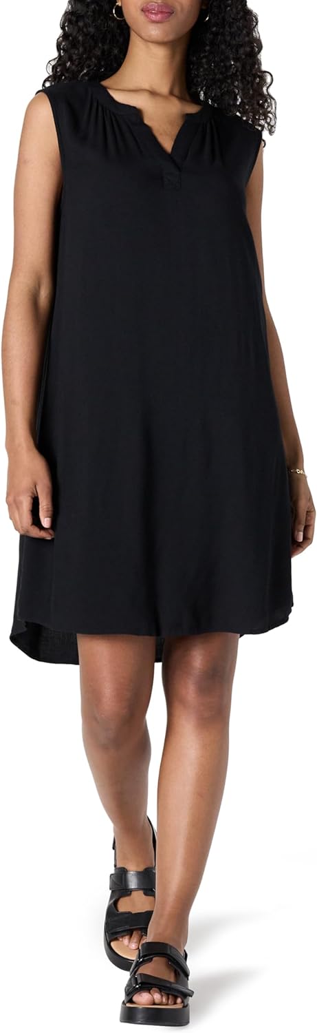 Amazon Essentials Women's Sleeveless Woven A-line V Neck Shift Dress