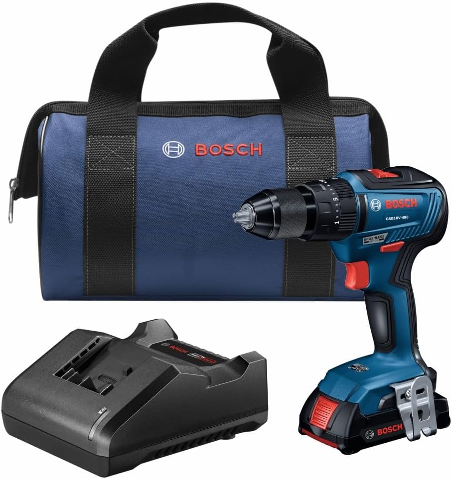 Bosch GSB18V-490B12 18V EC Brushless 1\/2 In. Hammer Drill\/Driver Kit with (1) 2 Ah Standard Power Battery