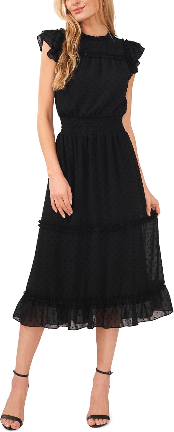 CeCe Sleeveless Clip Dot Dress