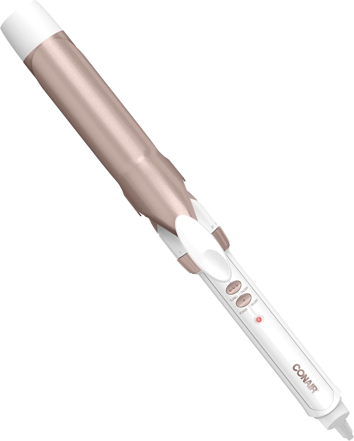 Conair Double Ceramic 1 ¼-Inch Curling Iron, 1 ¼-Inch Barrel Creates Loose Curls, Hair Curler for Use on Medium &amp; Long Hair, White\/Rose Gold