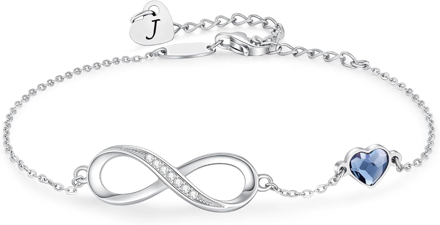 CDE Mothers Day Gifts Initial Heart Infinity Bracelets for Women Adjustable Dainty Letter Alphabet Charm Jewelry Birthday Gifts for Women Her Girlfriend Mom Wife
