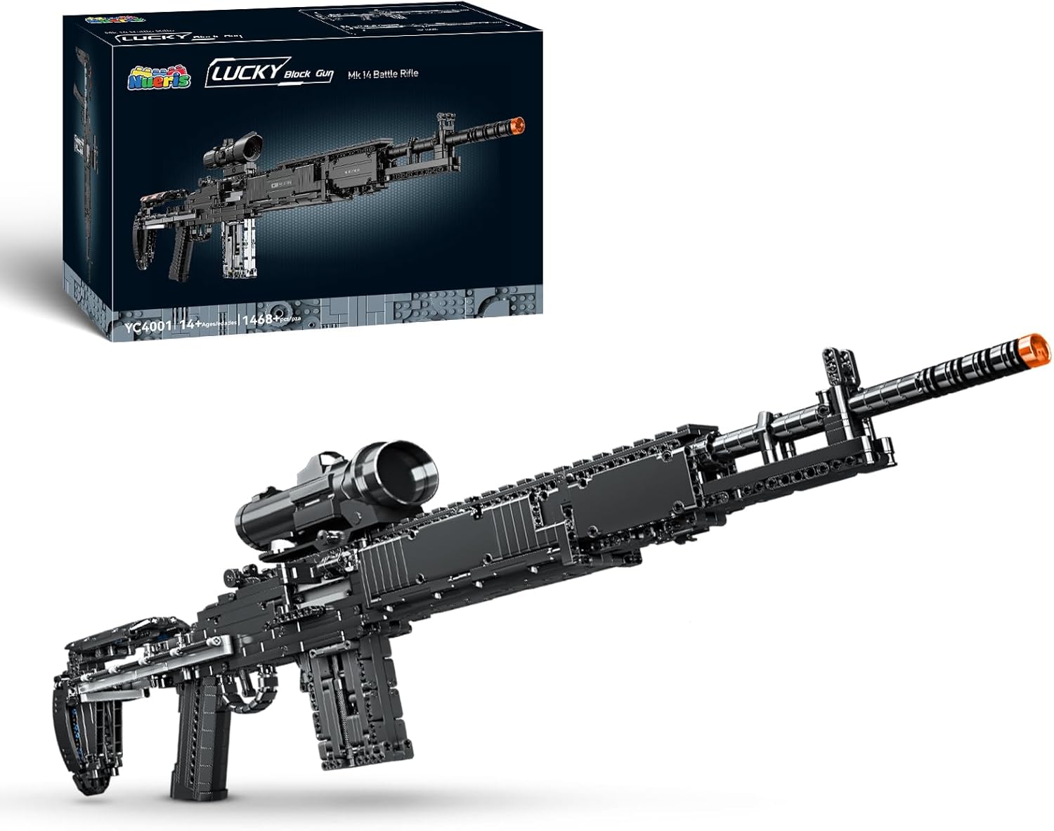 Nueris 1:1 MK14 Building Blocks Sets - 1468 PCS Model Collection Toy Building Bricks Set Shootable - Simulation Militarily Toy Lovers for Kids and Adults Gift