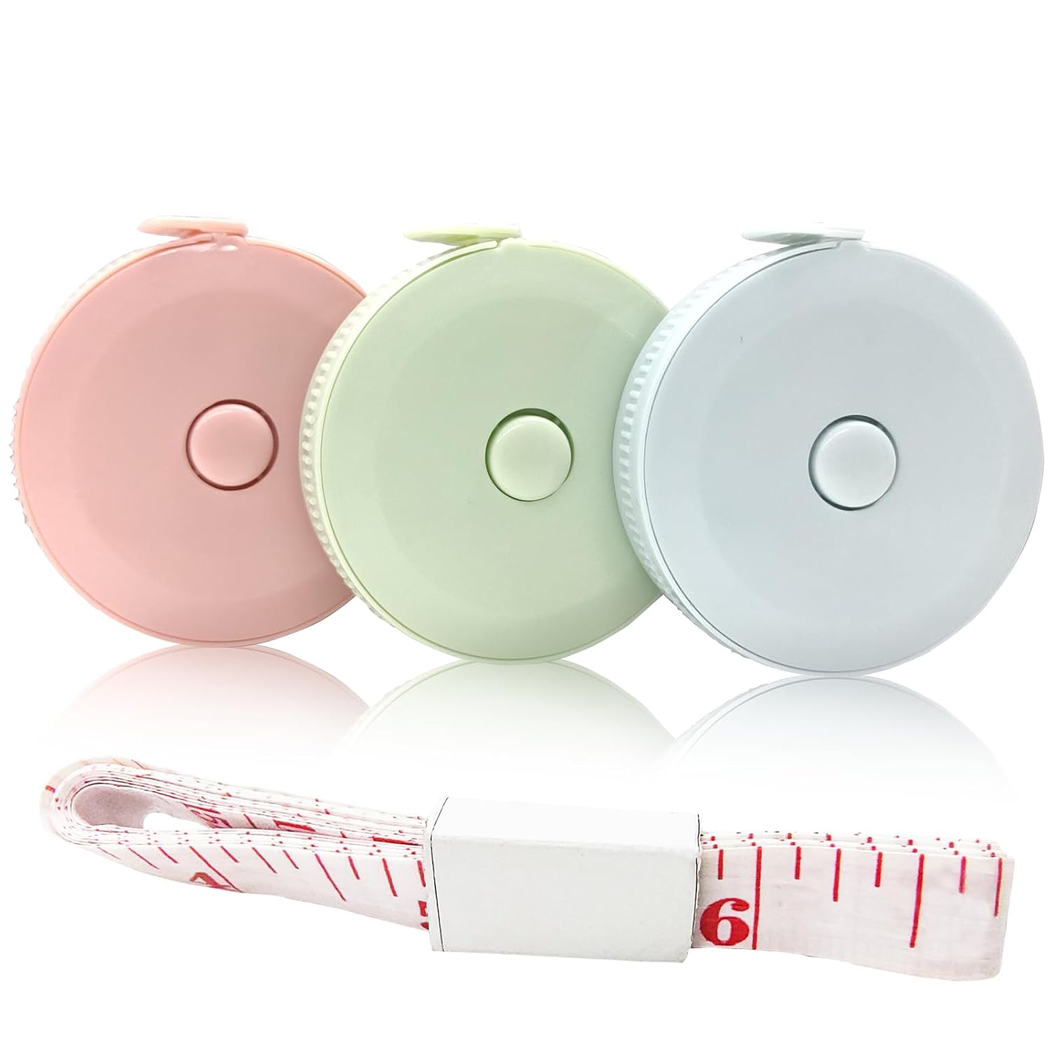Mini Retractable Tape Measure(3 Packs) + Soft Fabric Sewing Ruler(1 Pieces), Flexible, Pocket Size, Dual Sided, 150CM Tailor Measuring Tapes for Body Measurement Weight Loss Cloth Knitting Craft