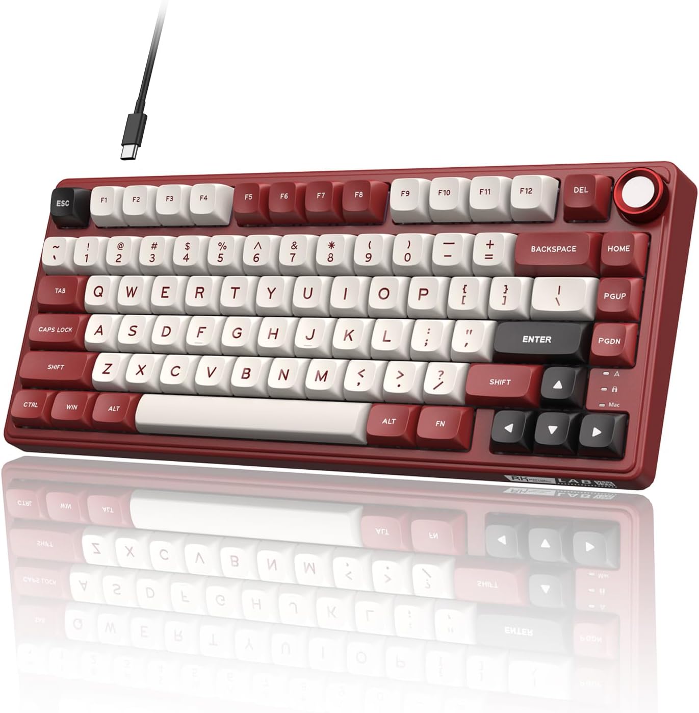 RK ROYAL KLUDGE R75 Mechanical Keyboard Wired with Volume Knob, 75% Keyboard Gasket Mounted, RGB Backlit, Creamy Keyboard with MDA Profile, PBT Keycaps, Hot Swappable Pre-lubed Linear Switch