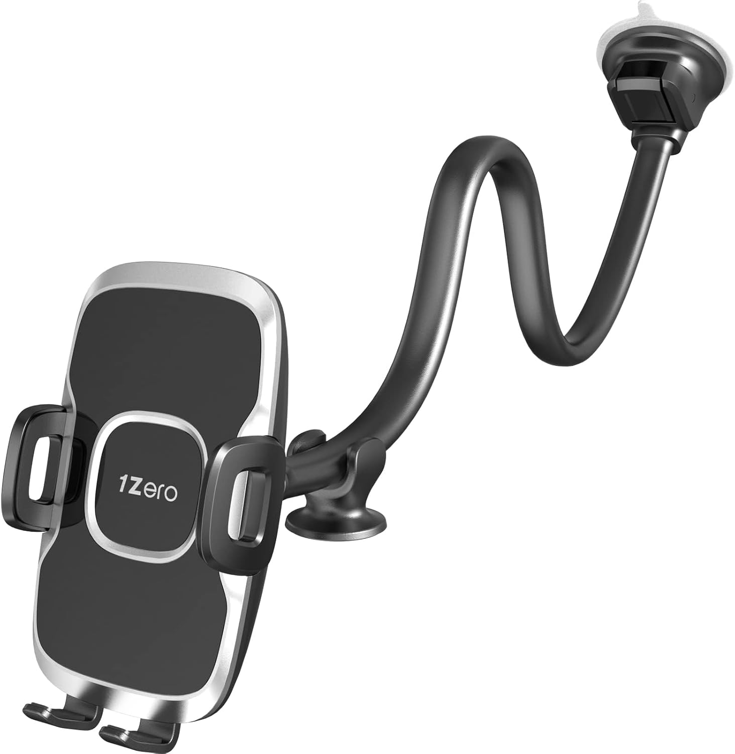 1Zero Solid Car Truck Phone Mount Holder with 14-Inch Gooseneck Long Arm, Windshield Window Mobile Holders w\/Industrial-Strength Suction Cup, Anti-Shake Stabilizer Compatible All Cell Phones iPhone