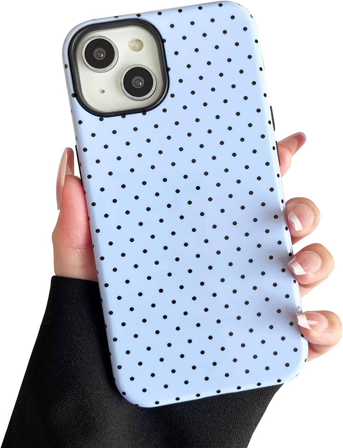 Sayoaho Compatible with iPhone 13\/14 Case, Fashion Cute Polka Dot Pattern Aesthetic Design for Women, Soft TPU and Hard Back Shockproof Phone Case for iPhone 13\/14 6.1 inch, Blue