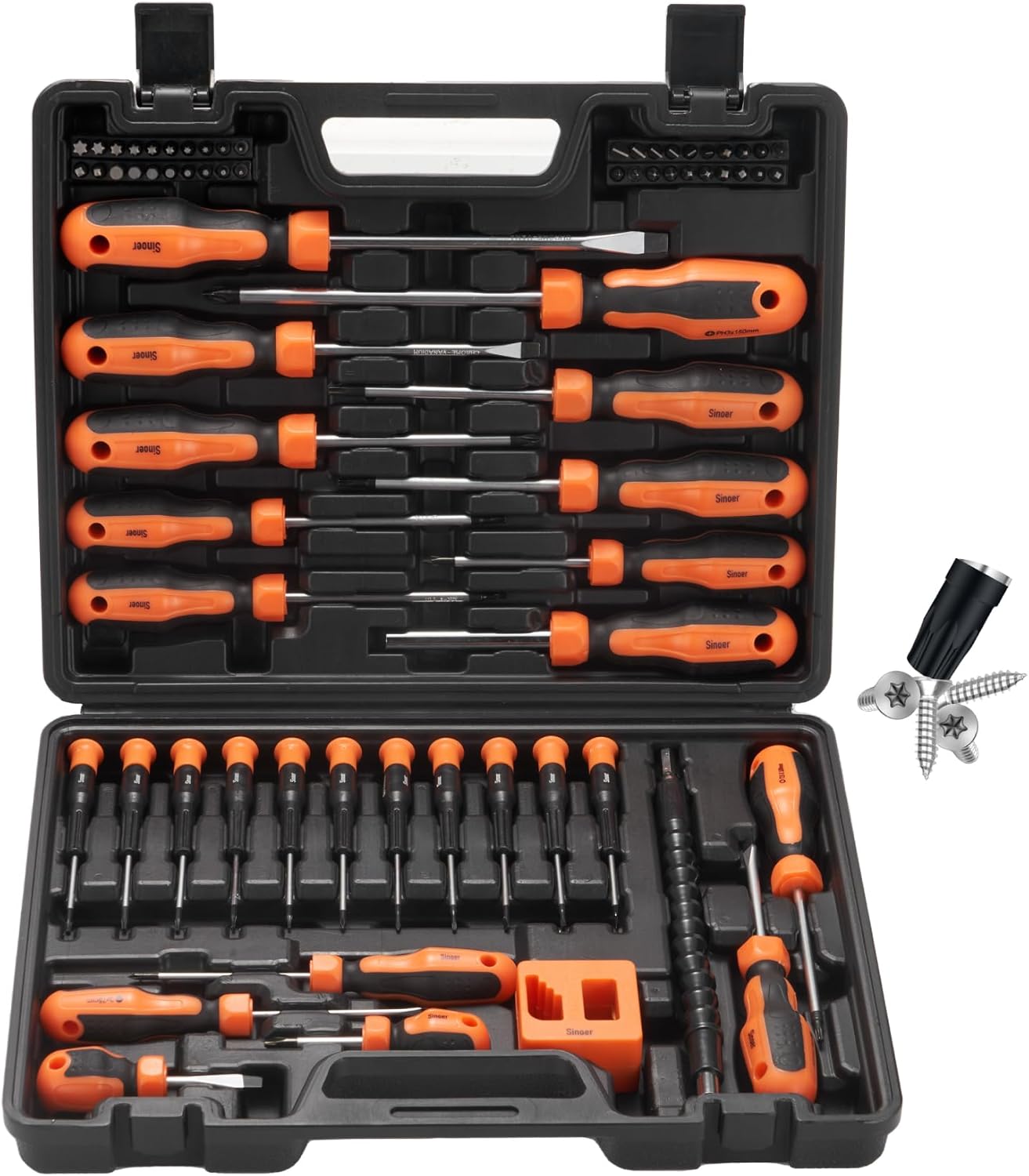 Sinoer 70-Piece Magnetic Screwdrivers Set with Case, Precision Screwdriver Kit,Includes Slotted, Phillips,Torx,Hex, Square,Pozidriv, and Precision Tools for Repair Home Improvement,DIY Craft
