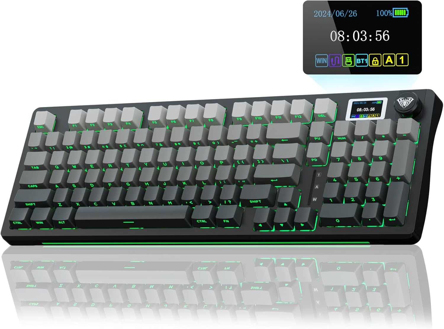 AULA S98 Pro Wireless Mechanical Keyboard with Screen &amp; Knob,2.4GHz\/USB-C\/BT5.0 Hot Swappable Creamy Keyboard,Pre-lubed Linear Switches,Side Printed PBT Keycaps,RGB Backlit Gaming Keyboards