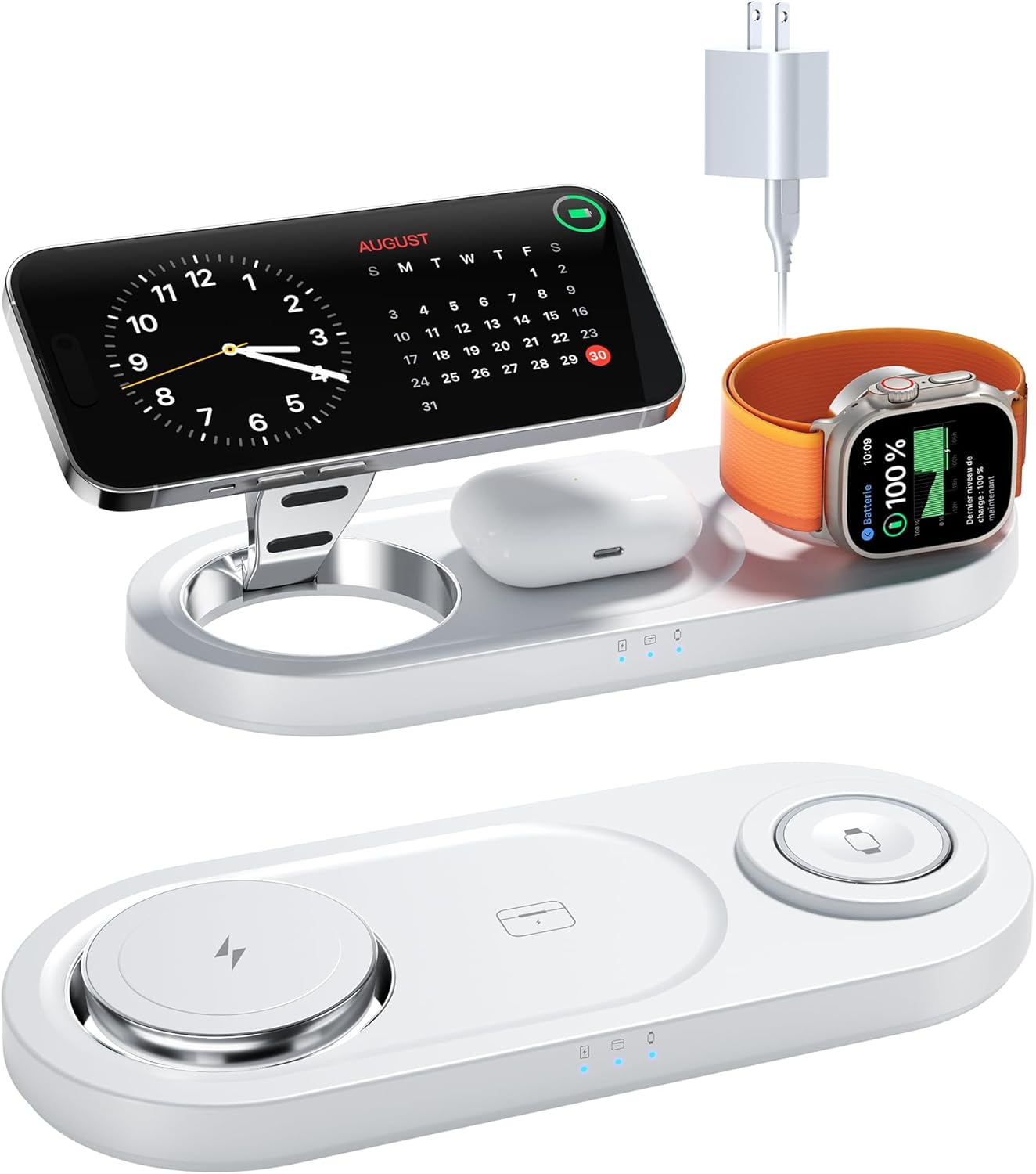 Upgraded 3 in 1 Wireless Charging Station for Apple Devices, Faster Mag-Safe Charger Stand, Magnetic Charger Station for iPhone 17\/16\/15\/14\/13\/12 Series &amp; AirPods Pro &amp; Apple Watch Series