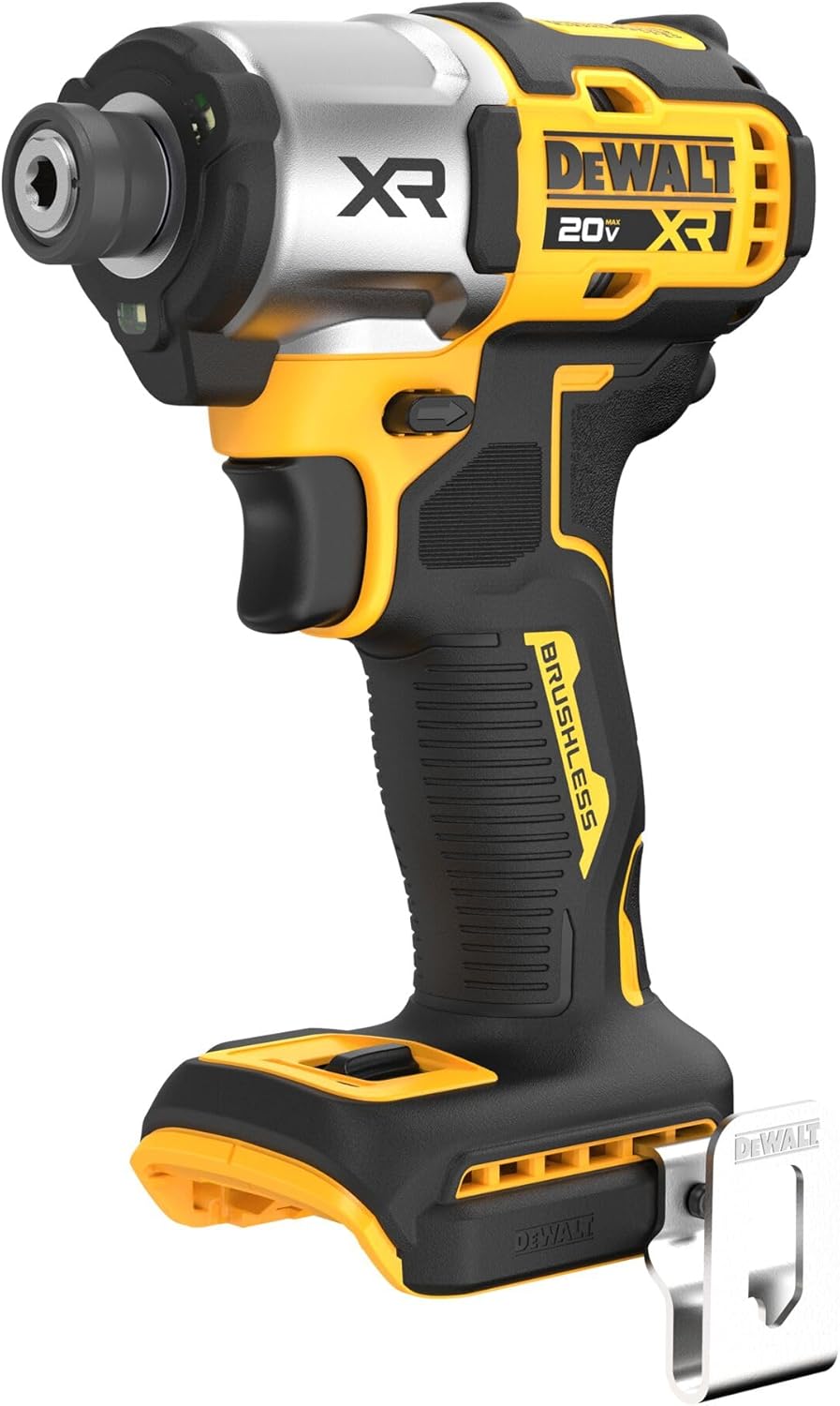 DEWALT 20V MAX XR Impact Driver, 1\/4 Inch High Torque Brushless 3 Speed Premium Cordless with LED Light, Extended Runtime, Tool Only (DCF845B)
